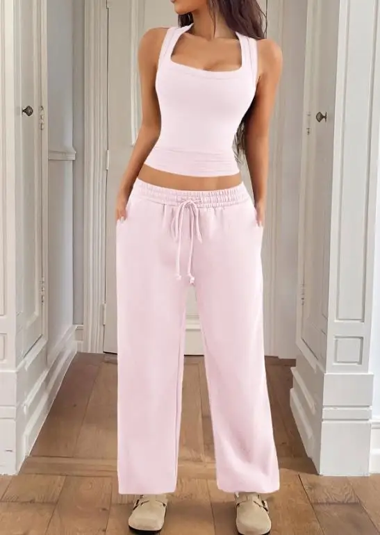

Women's Autumn/Winter Sports Camisole Vest And Straight Leg Pants Set Casual Comfortable Two-Piece Outfit for 2025