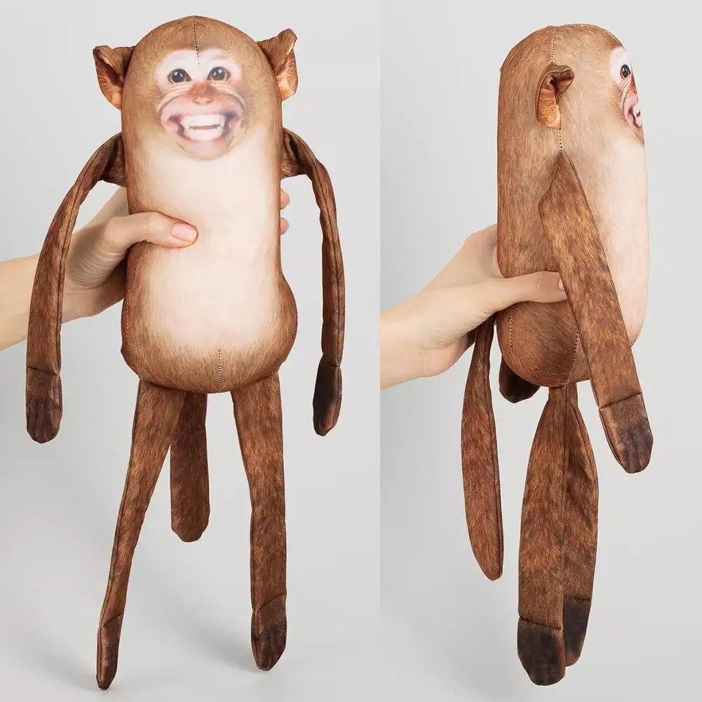 Divertente scimmia peluche cuscino burattino a mano simpatico peluche con bocca aperta regalo bavaglio