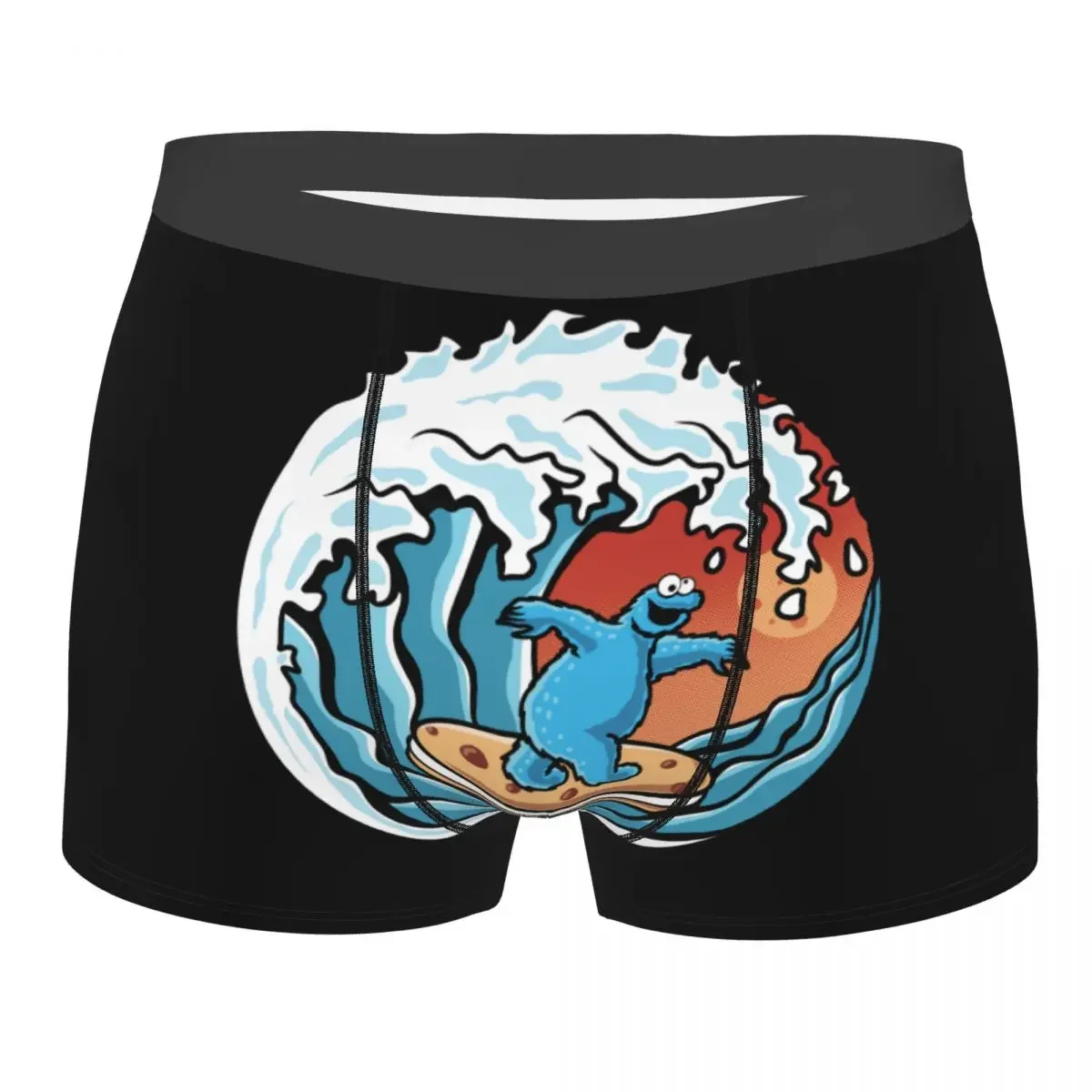 Custom Sesame Street Cookie Surfing Boxer Shorts For Men 3D Printed Underwear Panties Briefs Soft Underpants