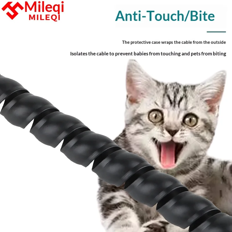 Anti‑Chew Spiral Cable Protector Sleeve Pet Cat Dog Mouse Proof Wire Cord Organizer Cover for Data Network Charging Cables