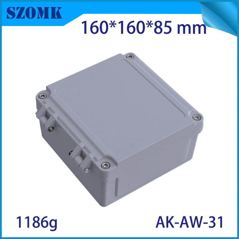 1Piece 160*160*85mm hinged cover waterproof aluminum die cast enclosure housing IP66 amplifier aluminum housing case