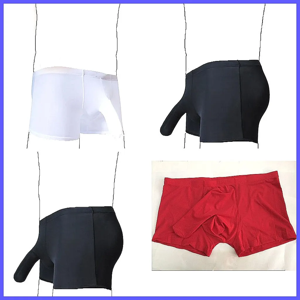 Men's Ice Silk Boxer Briefs - Cooling Breathable Stretch Underwear for Summer, Lightweight & Comfortable