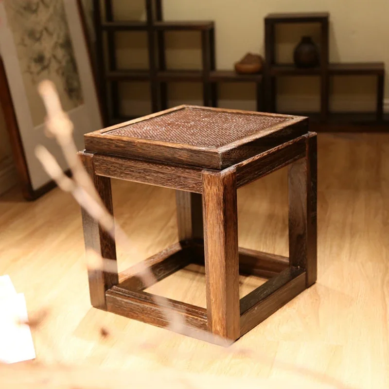 

Japanese Antique Wooden Stool Chair Paulownia Wood Small Asian Traditional Furniture Living Room Portable Low Stand Stool Design