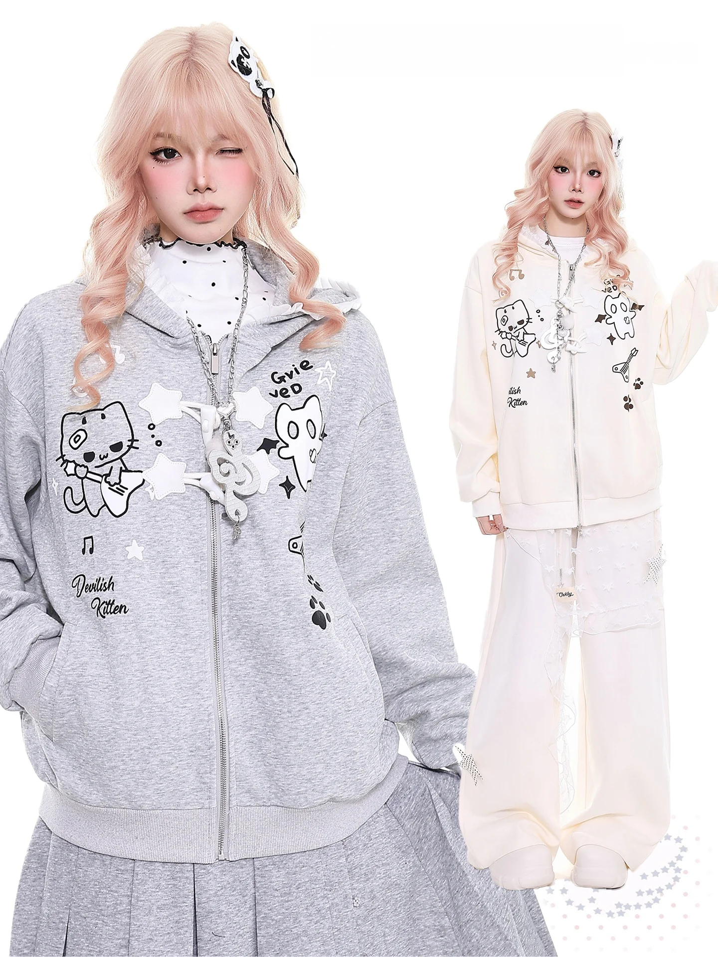 

Cute Cartoon Orange Jelly Hoodie Women's Loose Casual Spring New Sle Slimming Open Cardigan Jaet Student Lady Girl