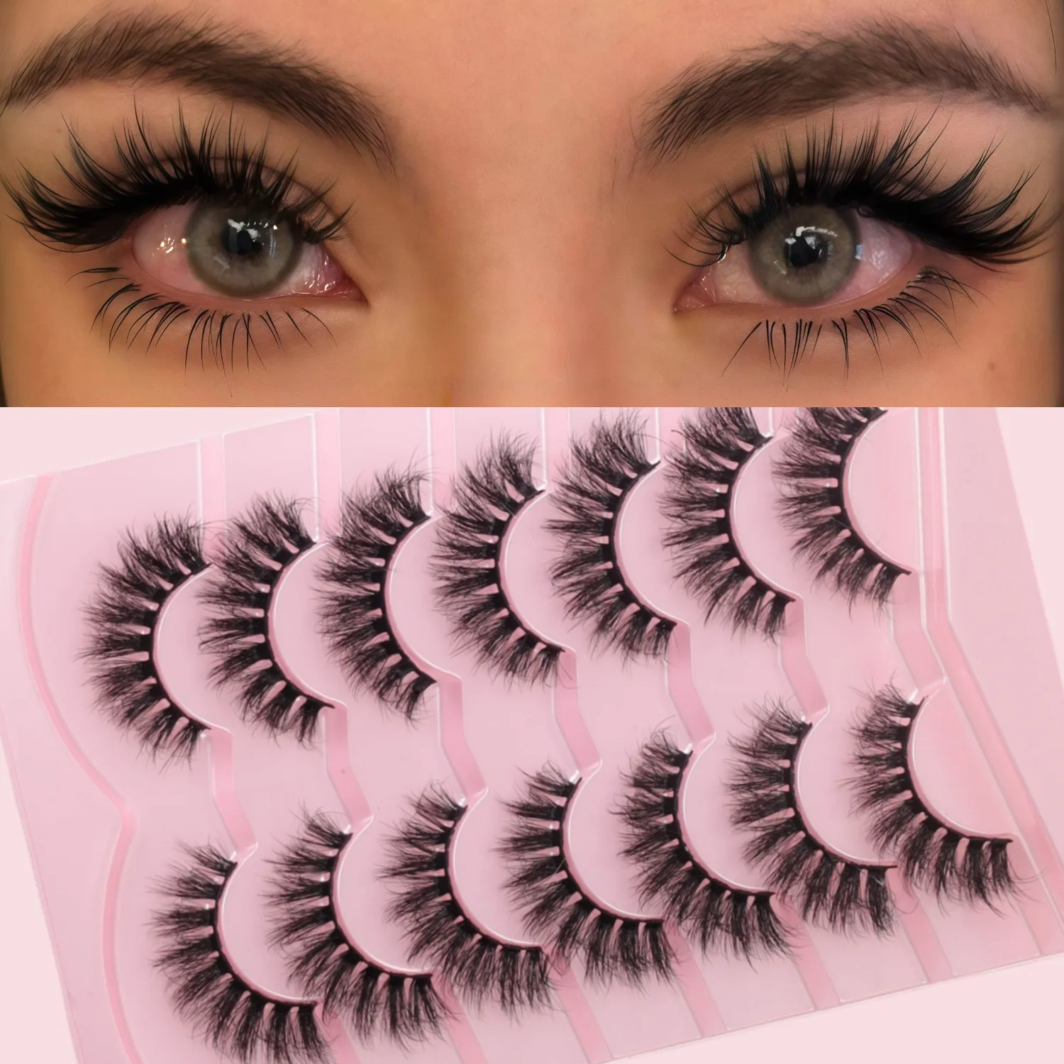 7 Pairs 5D Messy False Eyelashes Thick Curled Makeup Artist Exclusive for Mothers Asians Mixed Race DIY