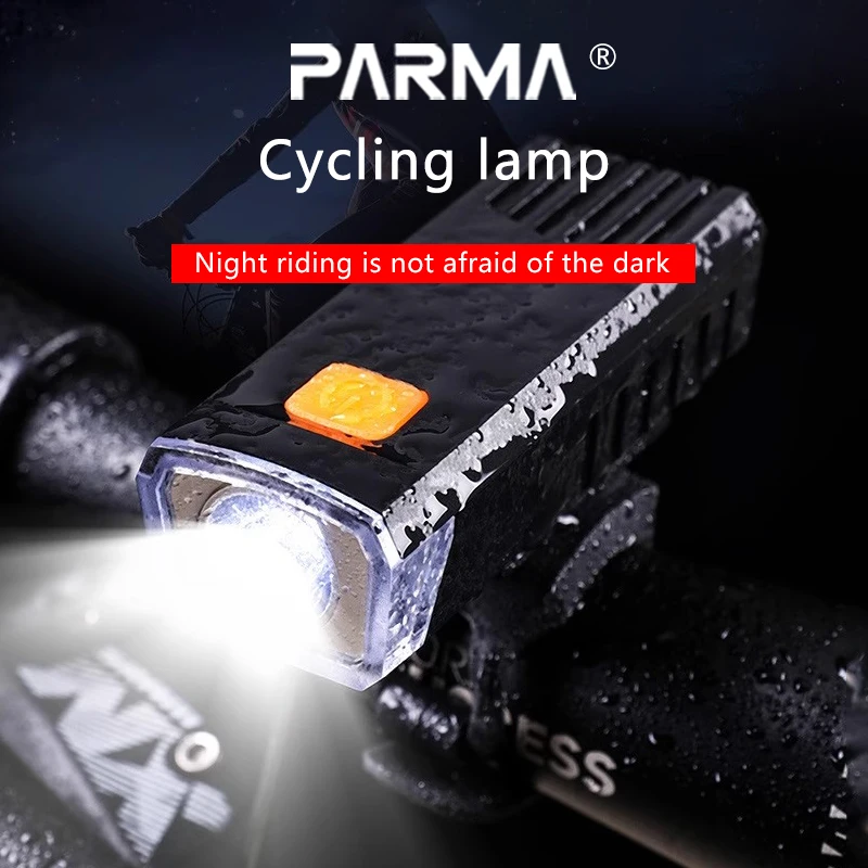 مصباح أمامي لركوب الدراجات الليلية من بارما مع ضوء قوي، قابل لإعادة الشحن، شحن الدراجة الجبلية، مصباح الدراجة الجبلية المقاوم للماء #3