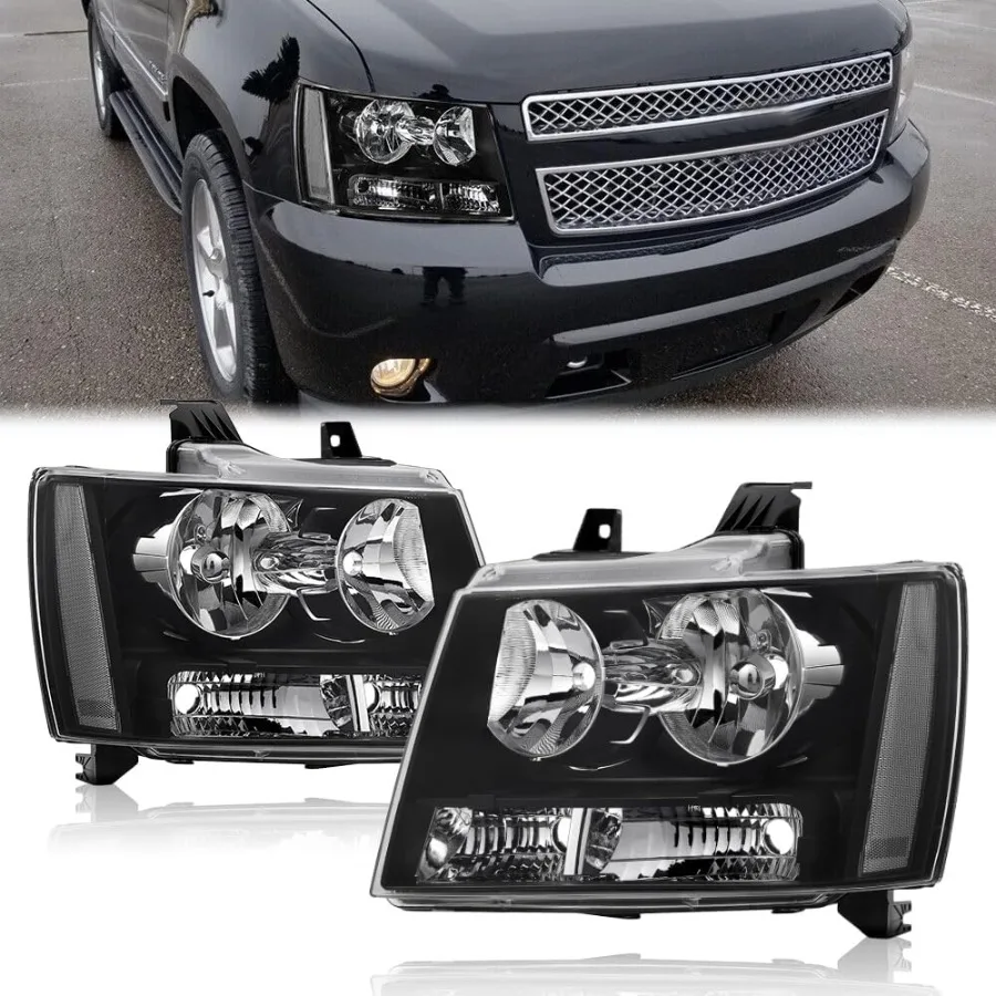 

Headlights Assembly for 20072014 Chevy Tahoe Suburban 15000713 Chevy Avalanche Suburban 2500 Replacement Headlamp Pair with Bla