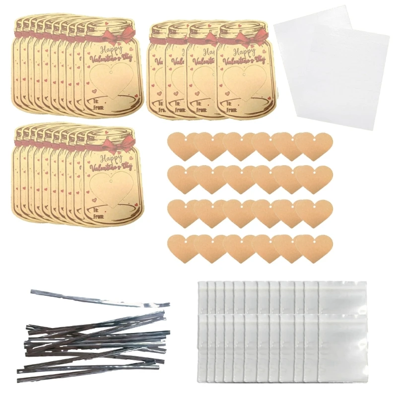 

24Pcs Valentines Day Paper Card and Bags Set for DIY Holiday Kids Birthday Party