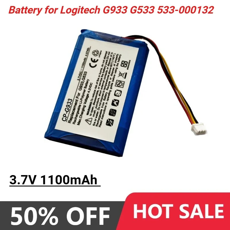 

3.7V 1100mAh Wireless Headset Battery for Logitech G933 G533 533-000132 High Qualty Wireless Earphone Rechargeable Battery