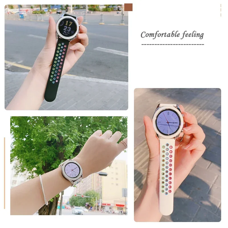 22mm 20mm watch Band for Samsung Galaxy Watch 7-FE-6-5-pro-4-Classic/active 2 Silicone sport hole bracelet Huawei GT 4-3-2 strap