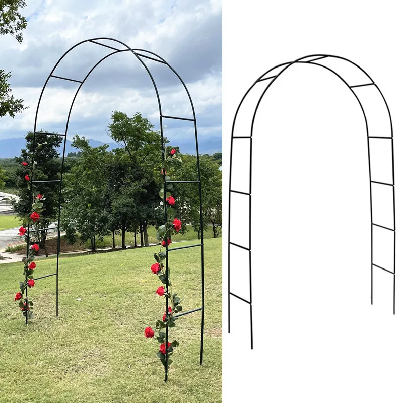 Outdoor grape trellis, plant climbing wire rose arched flower trellis, climbing vine bracket, courtyard