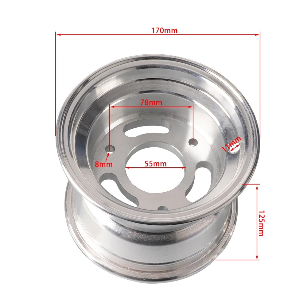 6 Inch Flange Aluminum Wheel Hub 145/70-6 13x5.00-6 13x6.50-6 ATV 3 Hole Vacuum Rim for 110-125cc Go Kart ATV Quad Motorcycle