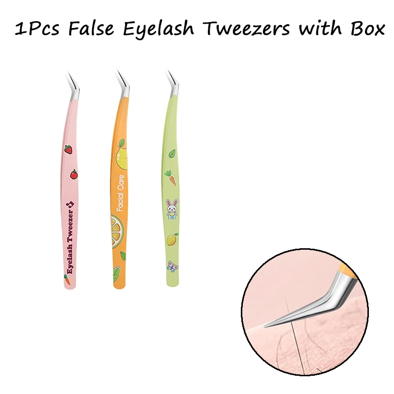 False Eyelash Tweezers Lash Extension Stainless Steel Scrapbook Sticker Tape Picking Straight Head Elbow Tweezers DIY Crafts