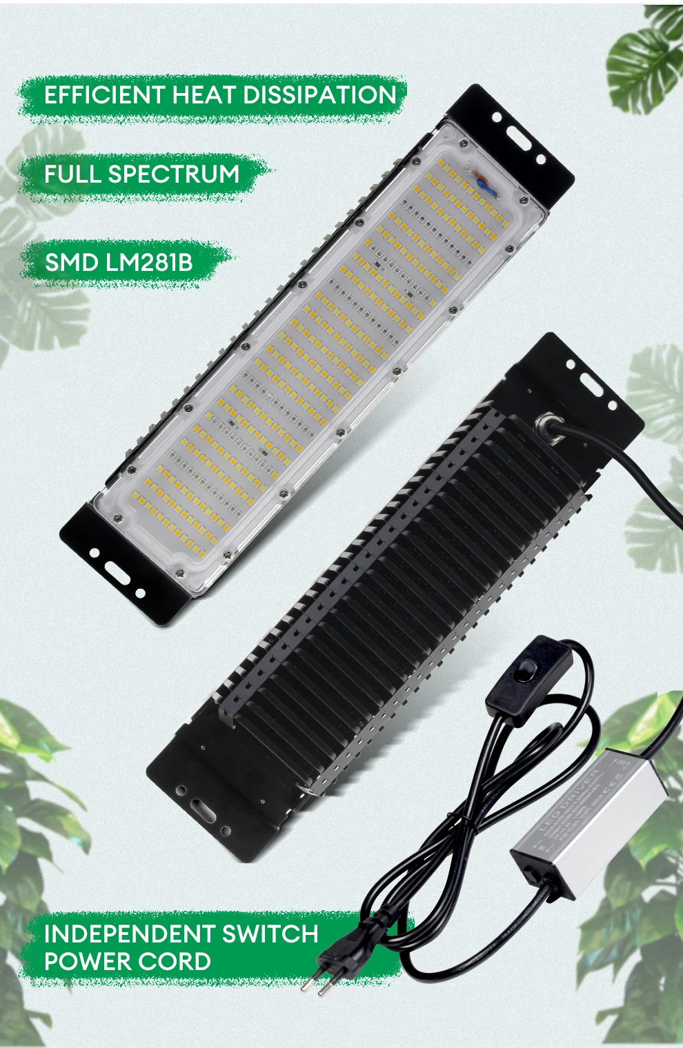 50W LM281B Vollspektrum-Quantum-Board LED-Pflanzenlampe AC110/220V mit Treiberschalter für Gewächshaus-Hydrokulturpflanzen – Detail 2