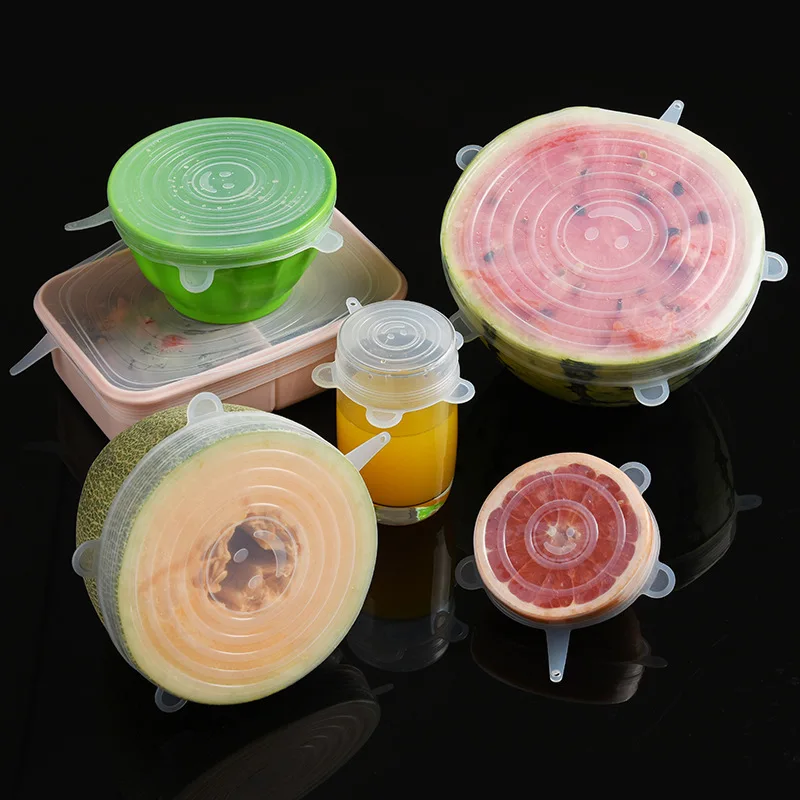 

6PCS Silicone Covers Adaptable Silicone Lids Silicone Caps for Food Universal Dish Stretch Lids for Cans Kitchen Accessories