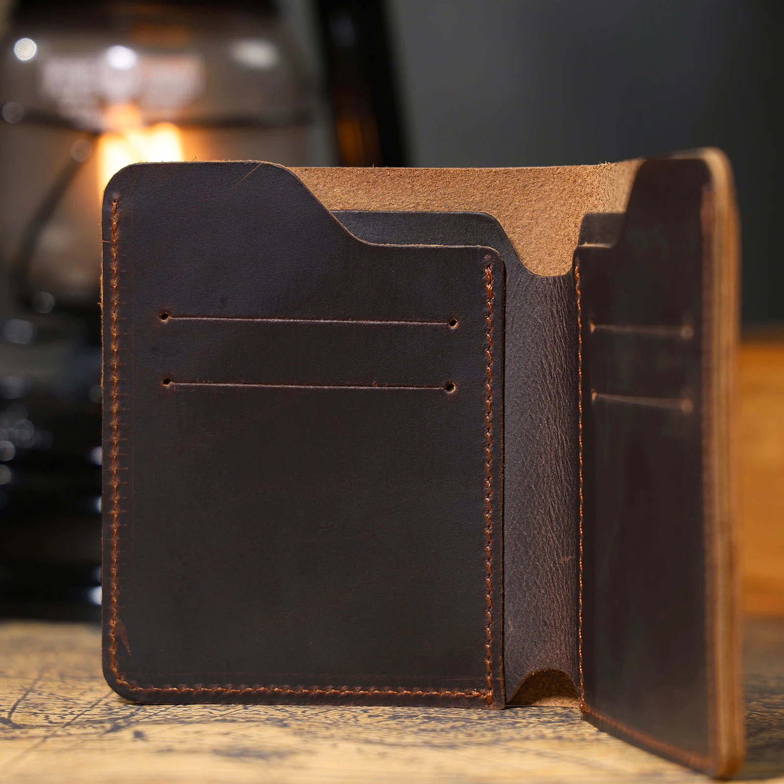 S.WORKER Vintage Kurze Geldbörse aus Vollnarbenleder für Herren, Taschenbrieftasche, Kartenhalter, Bargeldtasche – Detail 19