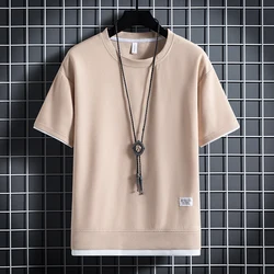 2024 Summer Men's Waffle Casual T-Shirt Male Sports Tshirt Solid Color Loose Styles Size 3XL