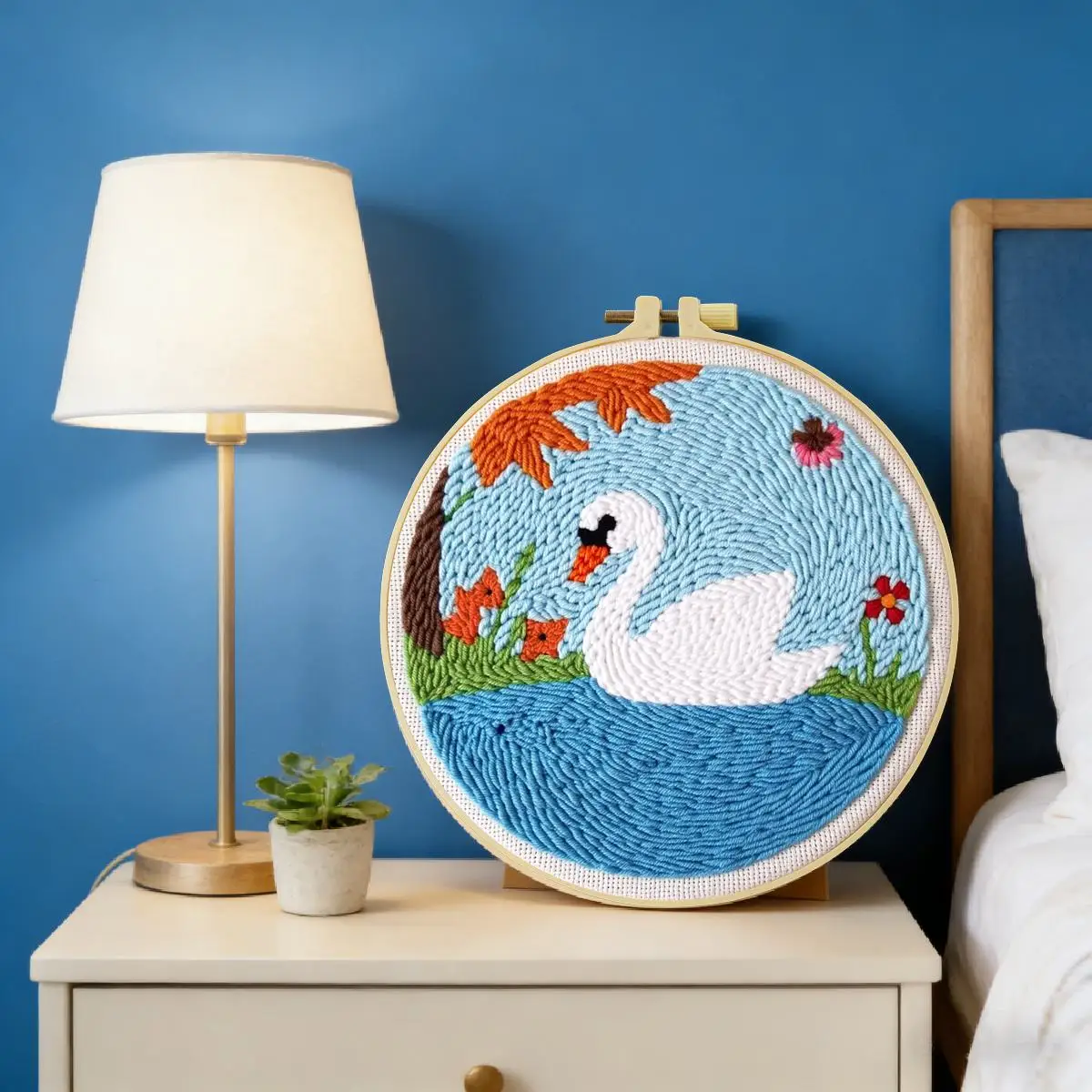 20X20CM/7,87 Zoll Tier - Schwan Stanznadel-Stickset, Stickerei, gestrickte Stickerei, DIY handgemachtes Geschenk, Nadelkunst – Detail 1