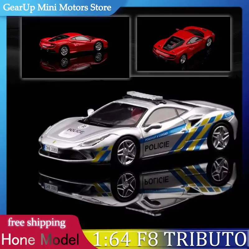 

New Hone Model 1:64 Ferrari F8 Tributo Alloy Car Model Dubai Police/European Police Photo-Etched Parts & Metal Exhaust Toy Gift