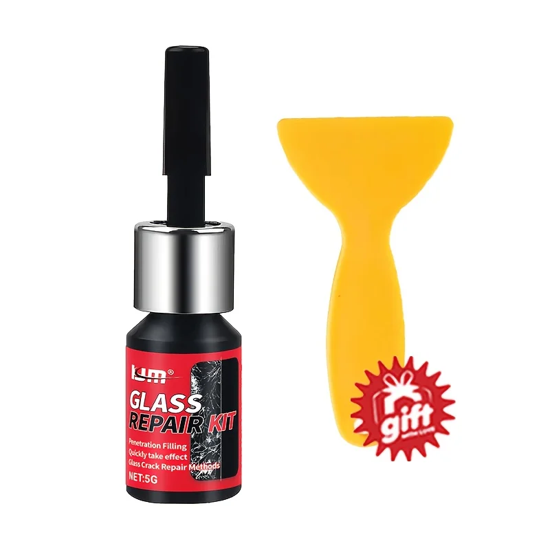KJM Windshield Crack Repair Kit with Resin Fluid & Plastic Shovel Auto DIY Maintenance Tool for Quick Chip And Fissure Fixing