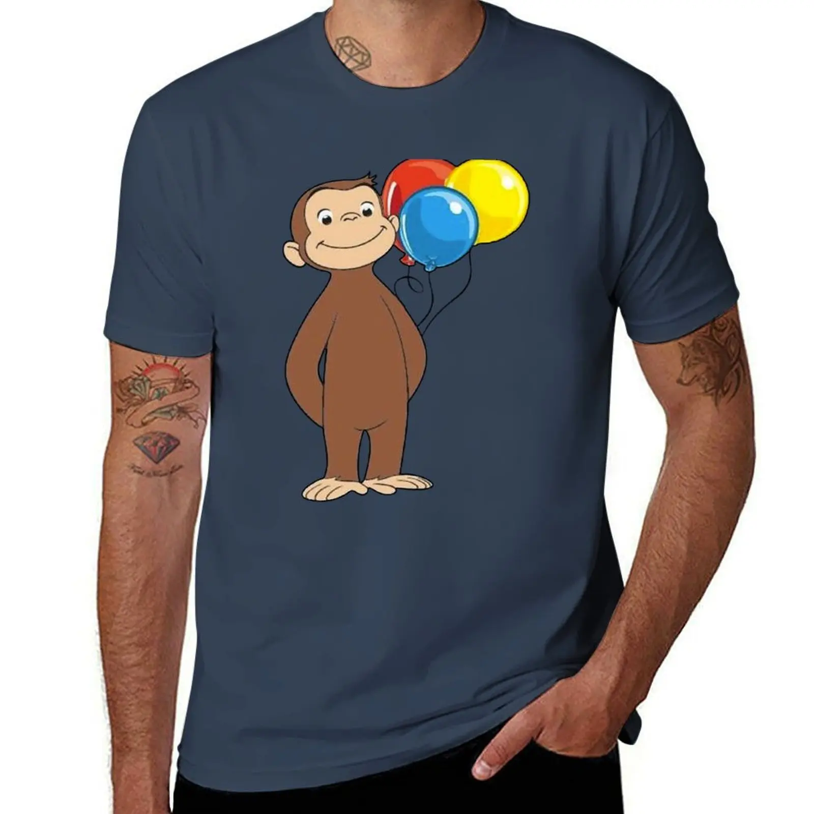 

Curious George with balloons T-Shirt t shirts with prints t shirts designer T-Shirt