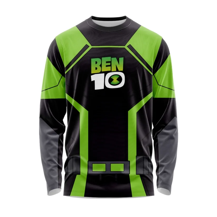 أنيمي Omnitrix Ben10 الكرتون ثلاثية الأبعاد طباعة الرجال النساء الجولة الرقبة التي شيرت المتضخم موضة عادية كم طويل تأثيري البلوفرات القمم