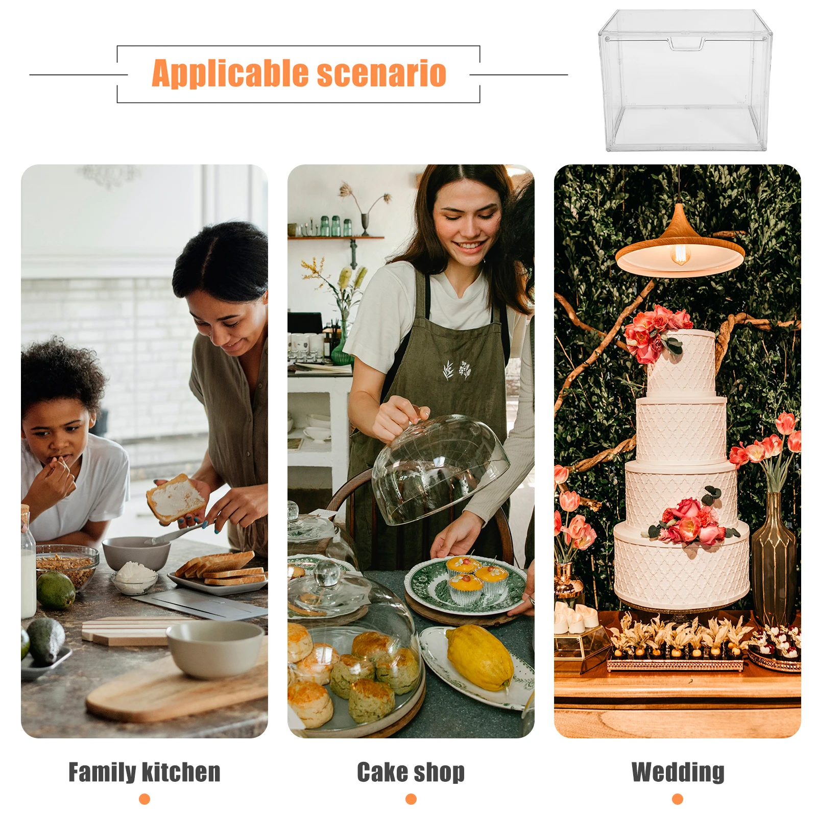 

Transparent Bread Box Acrylic Kitchen Holder Storage Container Countertop Shop Home Bread Containers Snacks Organizer Display