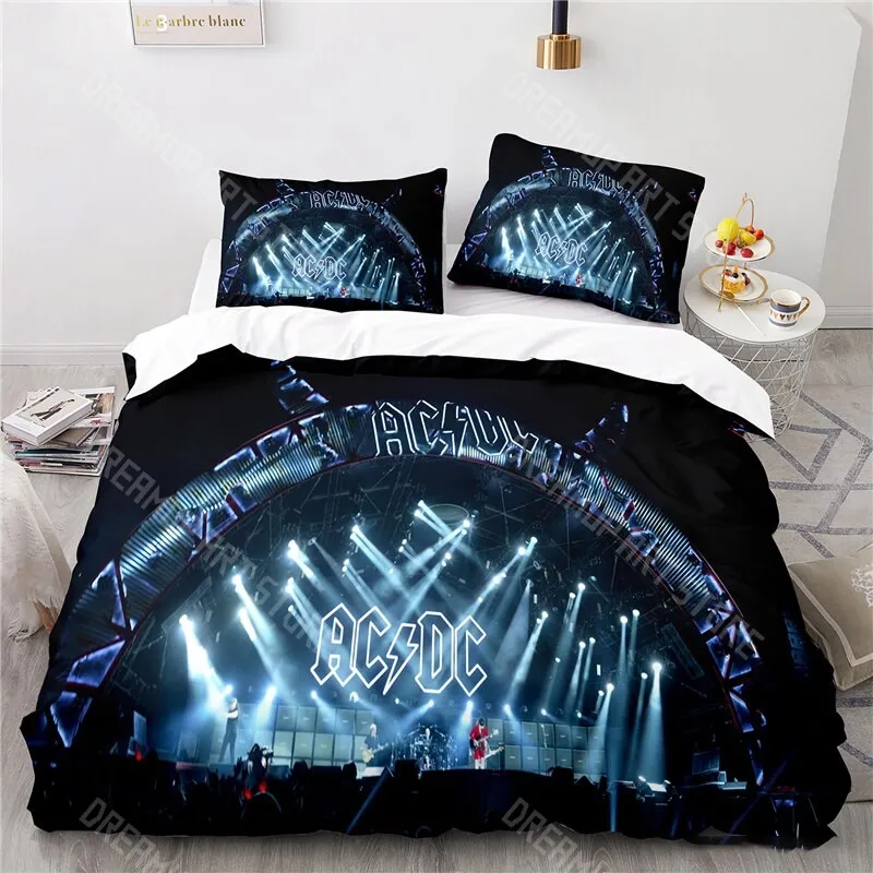3D Printed AC DC Rock Band Bedding Set for Boys Girls Duvet Cover Pillowcase Twin Queen King Full Single Double Sizes