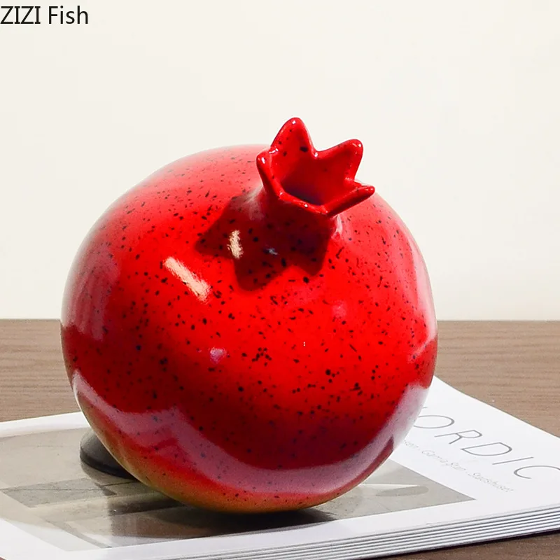Granatapfel Keramik Vase Blumenarrangement Ornament Kunst Blumengefäße Hydrokultur Vasen Desktop Kleine Vase Dekorative Vasen