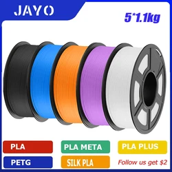 JAYO PLA/PETG/ABS/TPU/PLA plus/PLAMeta 5Rolls 5.5KG 3D Printer Filament 1.75mm 100% No Bubble FDM 3D Printer Materials DIY Gift