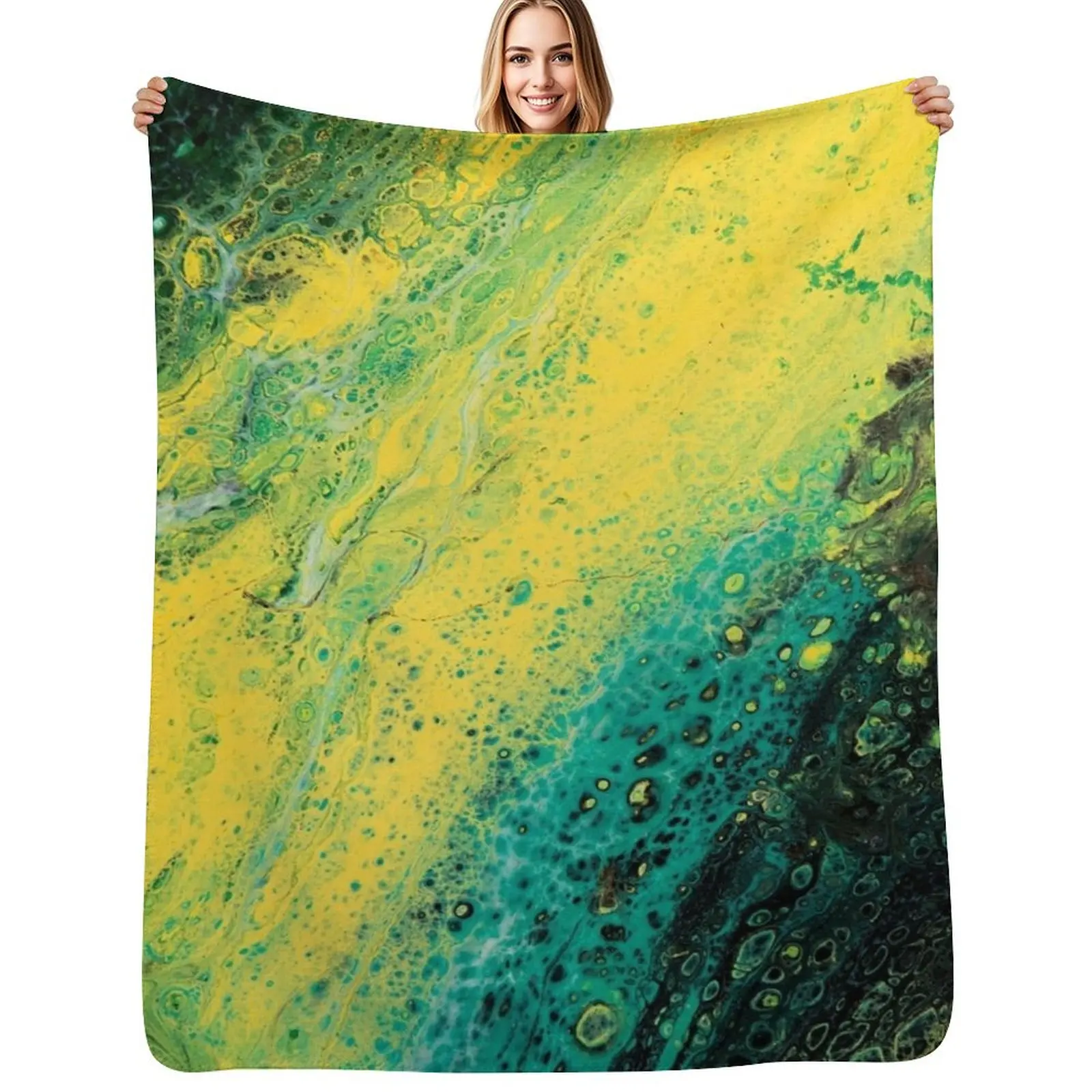 Murky Light Green River Throw Blanket Warm Comfortable Blanket for Office Napping