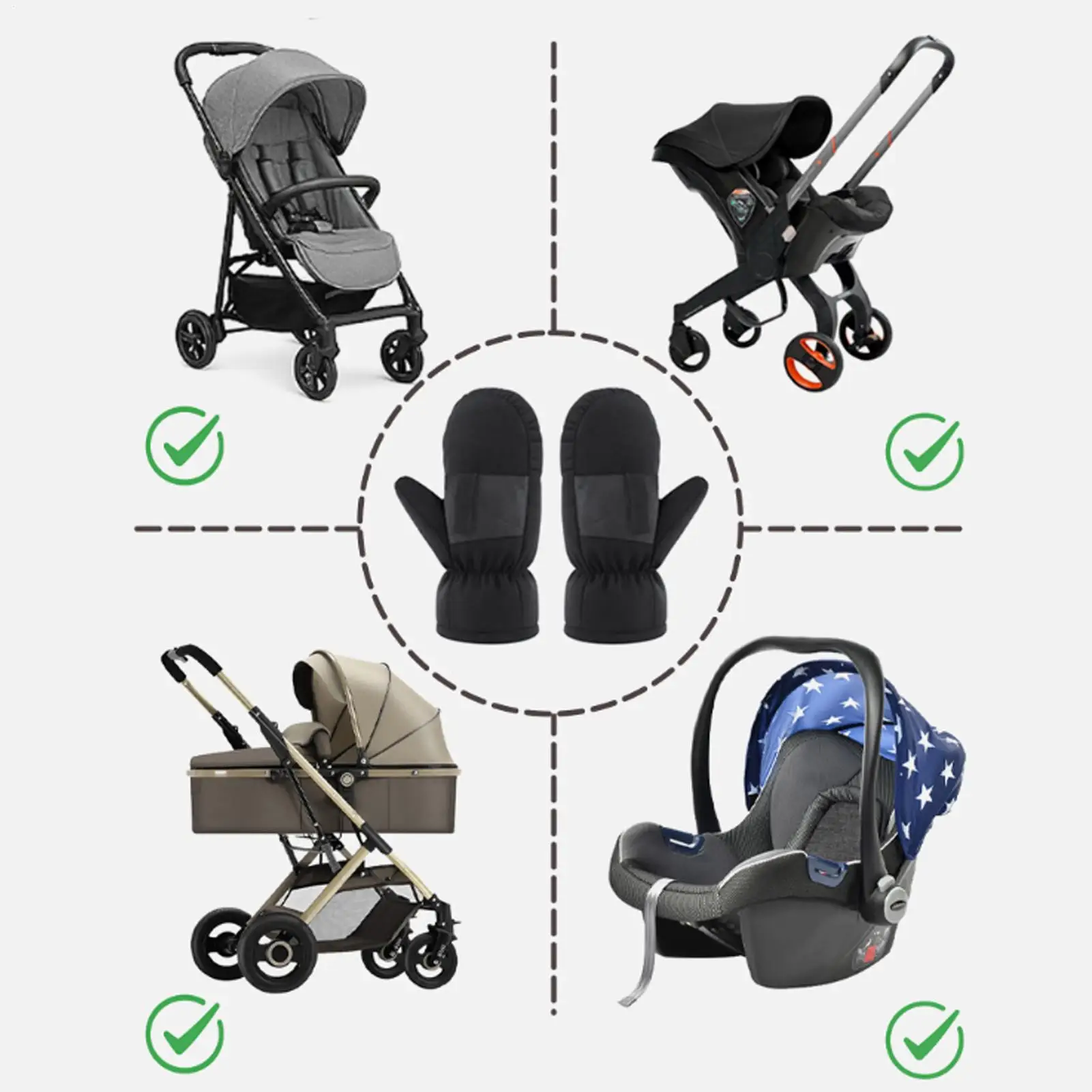 

Зимние теплые перчатки, аксессуары для колясок для мужчин и женщин, водонепроницаемые ветрозащитные эластичные варежки для прогулок на открытом воздухе