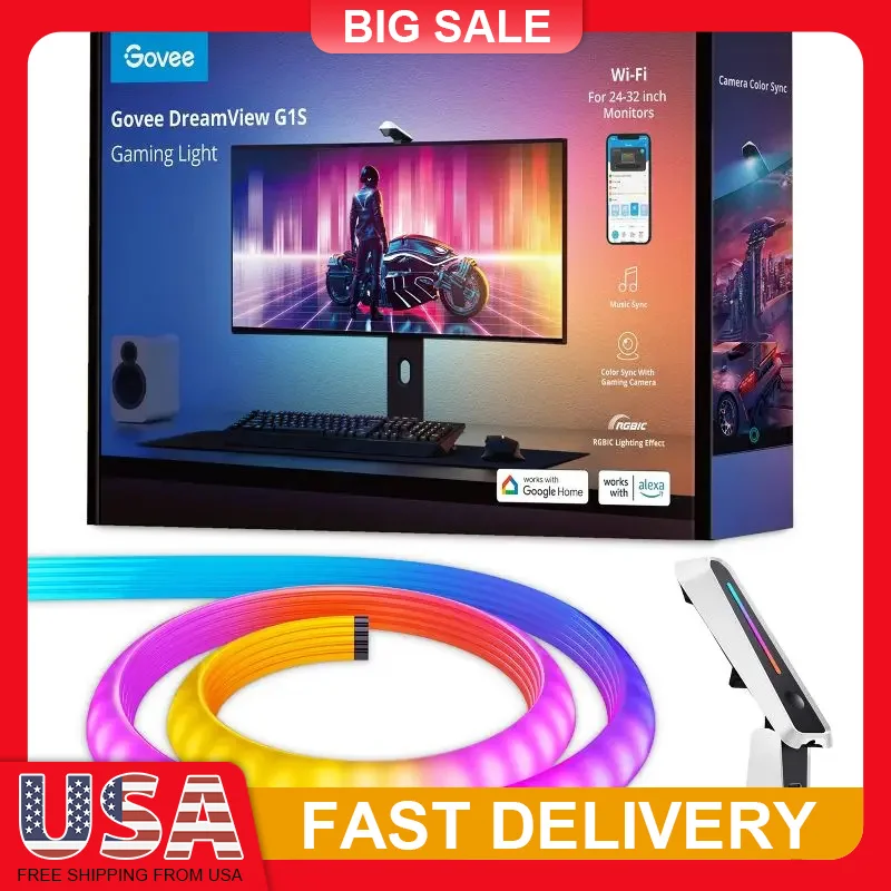 

32 Inch G1S Gaming LED Light Strip for PC Monitor RGB Backlight with Sound Sync App Control 4 Game Modes