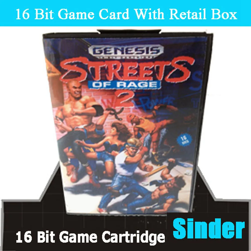 Cartucho de jogo Street Of Rage 2 MD com caixa dos EUA para sistema Sega Megadrive Genesis de 16 bits