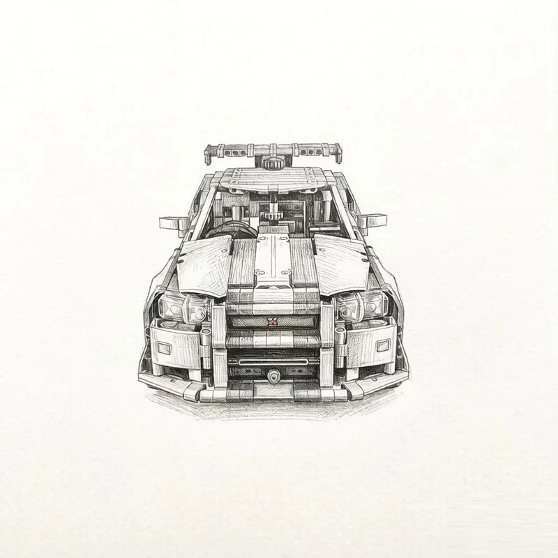 Mechanical Set 'God of War' GT-R34 Sports Car Model Set, Birthday Gift, Christmas Gift, Educational toys