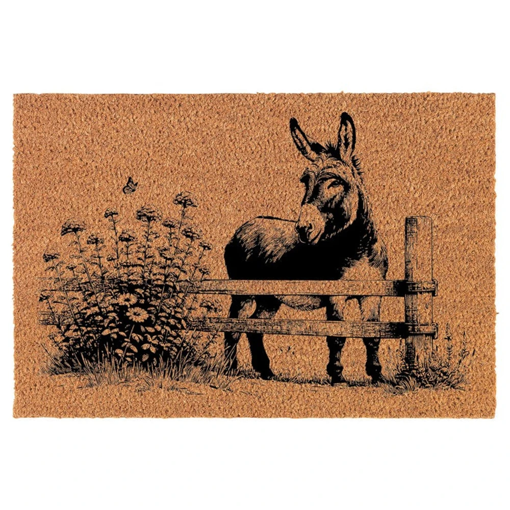 

Cute Donkey Mat Custom Carpet Cartoon Wildflowers Print Anti Dirty Kids Room Lovely Home Decor Housewarming Gift