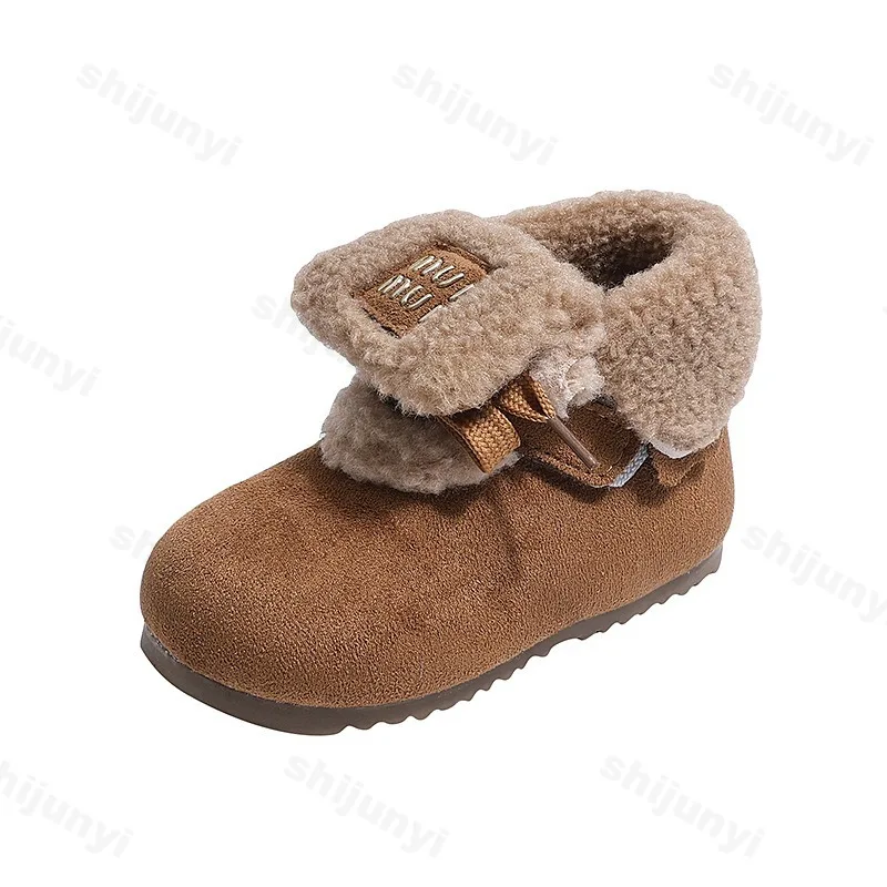 أحذية الأولاد خمر ليوبارد الدافئة شعر عالية الجودة 2025 الشتاء الأطفال موضة تنوعا أفخم مريحة عدم الانزلاق أحذية قطنية