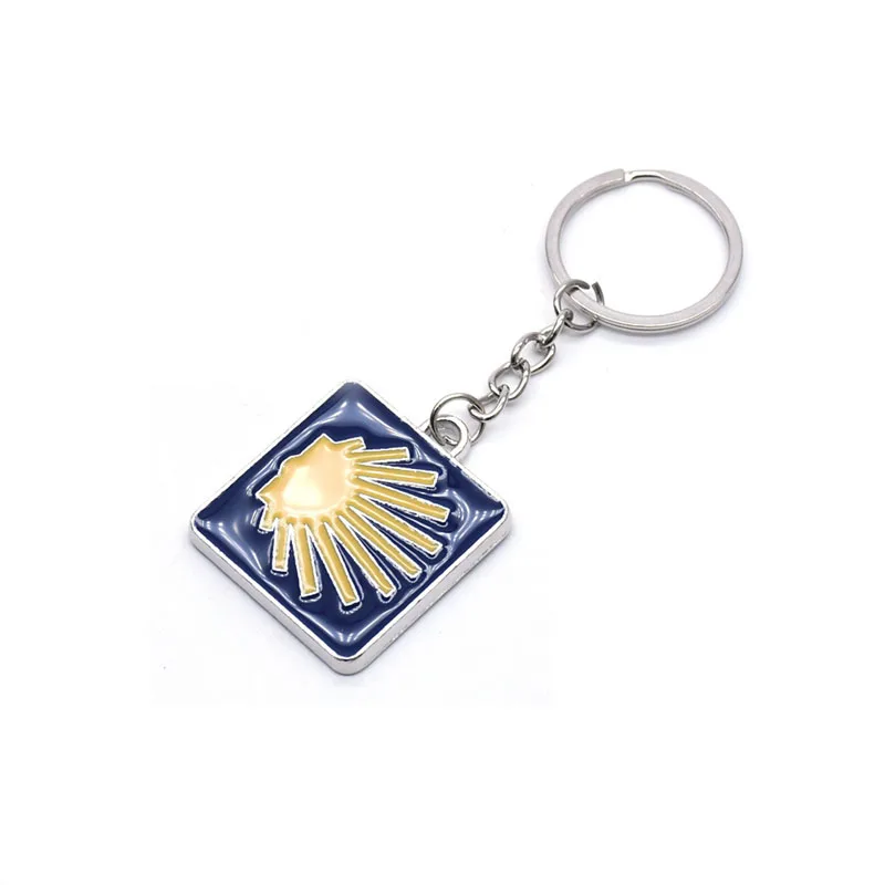 Geometric Square Santiago Enamel Shell Key Chains Religious Gifts