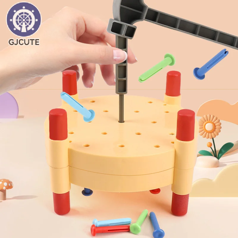 

Montessori Toys Colors Hammering Pounding Table Boy Girl-Friendly Hammers For Hand-Eye Coordination Early Learning