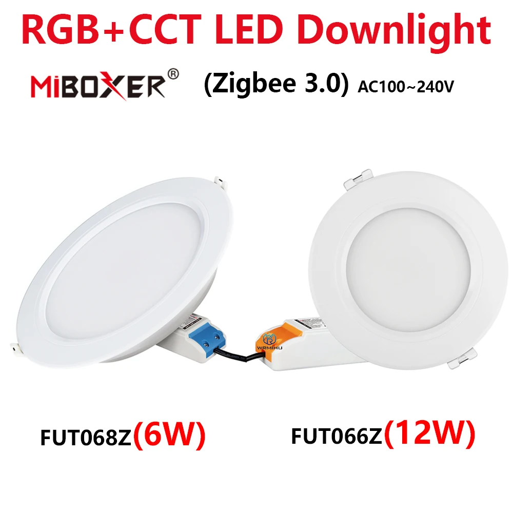 

Miboxer Zigbee 3.0 6W 12W RGB+CCT LED Downlight Ceiling Light Round Panel lamp For Living Dining APP Voice AC100~240V FUT066Z