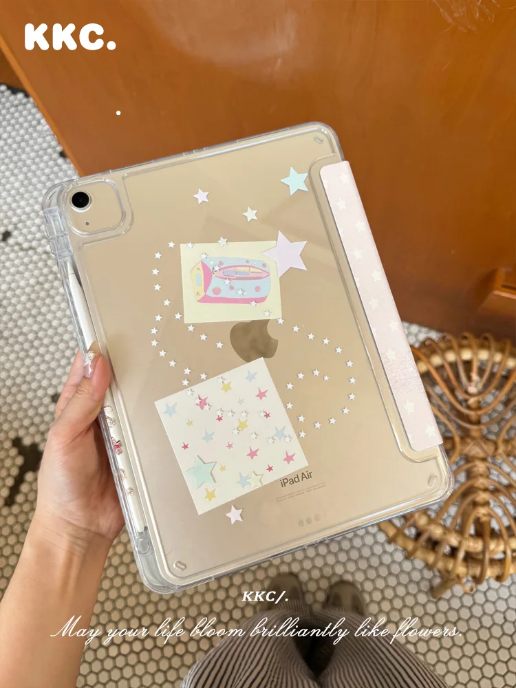 Dreamy Pink loves  pen slot INS Korea for Samsung Galaxy Tab A8/A9/A11+FE LITE PLUS/S6 Lite/S7/8/9/10+ FE Tri-fold Stand Cover ﻿
