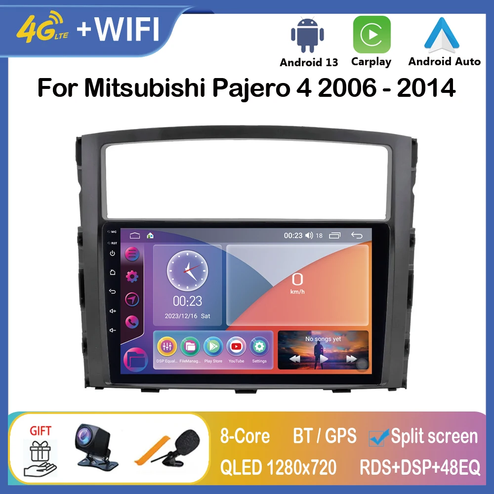 

Carplay Android Auto Car Radio For Mitsubishi Pajero 4 2006 - 2014 2 Din Multimedia Player Autoradio Headunit Navigation Stereo
