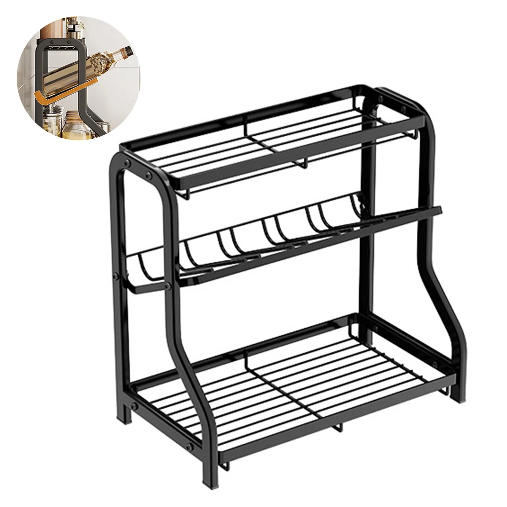 

Кухонный держатель для приправ, экономичный 3-уровневый металлический органайзер для приправ, водостойкий, для масла, соли, уксуса