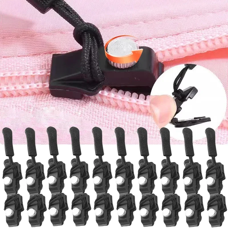 Zipper Repair Kit Universal Quick Instant Detachable Zipper Head Replacement Zipper Slider Pull for Jacket Bags Coat Free Sewing