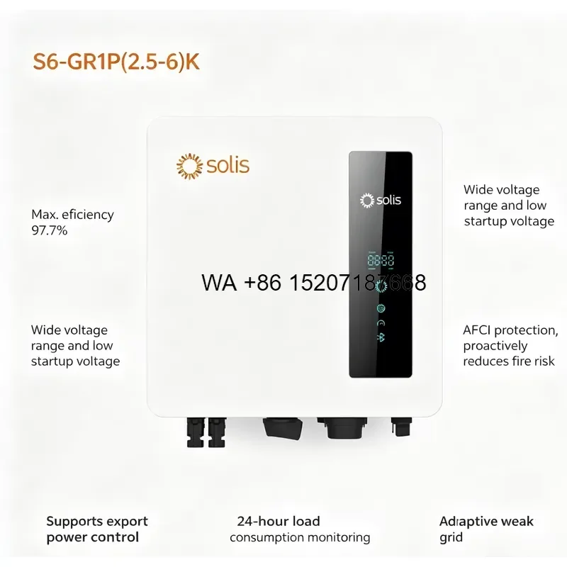 Wmwmnu for Solis Single Phase 2.5kW-6kW On Grid Solar Inverter S6-GR1P Series with 97.7% Efficiency for Home