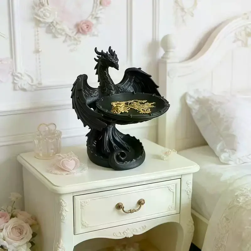 Creative Gothic Dragon Tray Statue Decorative Crafts Funny Home Decoration 3D Printed Phoenix Desktop Ornaments Decor