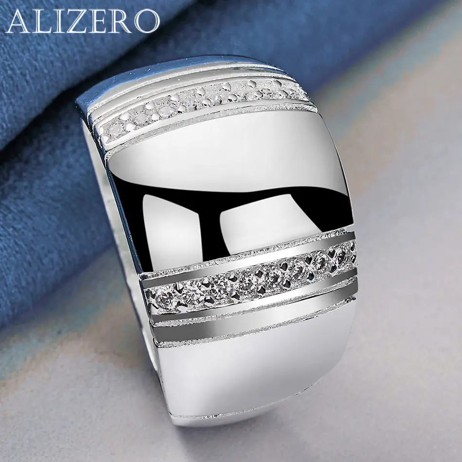ALIZERO 925 فضة خواتم كريستال الزركون خاتم للنساء الرجال خواتم الخطبة خاتم الخلود خاتم الزفاف الفرقة مجوهرات هدايا #4