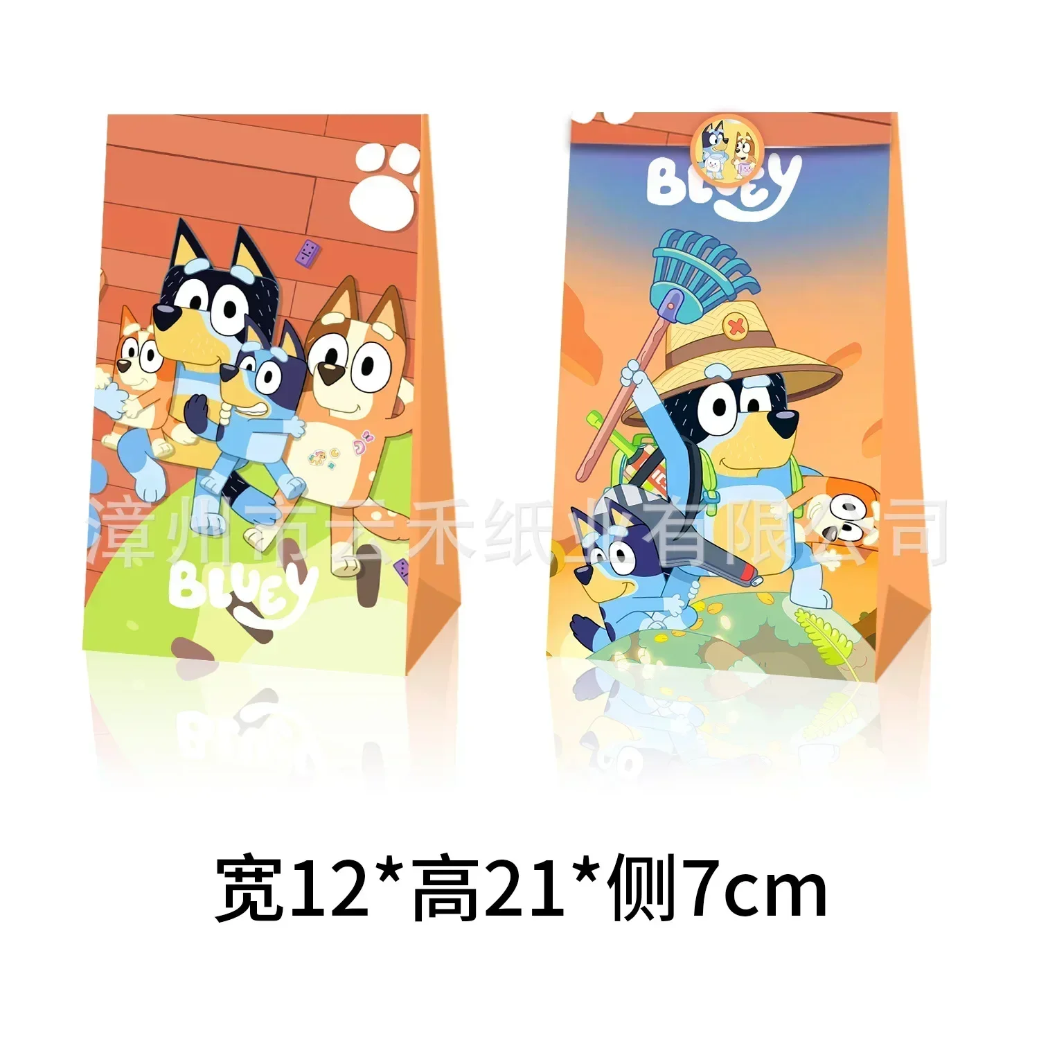 12pcs Blueyed Gift Bags Bingoes Family Kids Birthday Biscuit Stroage Bags Blue Dog Paper Candy Packaging Gift Party Supplies