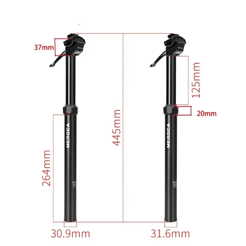 30.9/31.6mm Adjustable Bicycle Dropper Seatpost Manually Hydraulic Telescopic Lever Travel 100/125mm Retractable MTB Cantilever