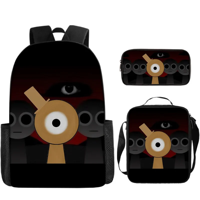 3pcs Game Sprunki Incredibox Oren Raddy Wenda 3D Backpack Kawaii Cartoon Cosplay Shoulder Bag Pencil Bag Stationery Box Gift